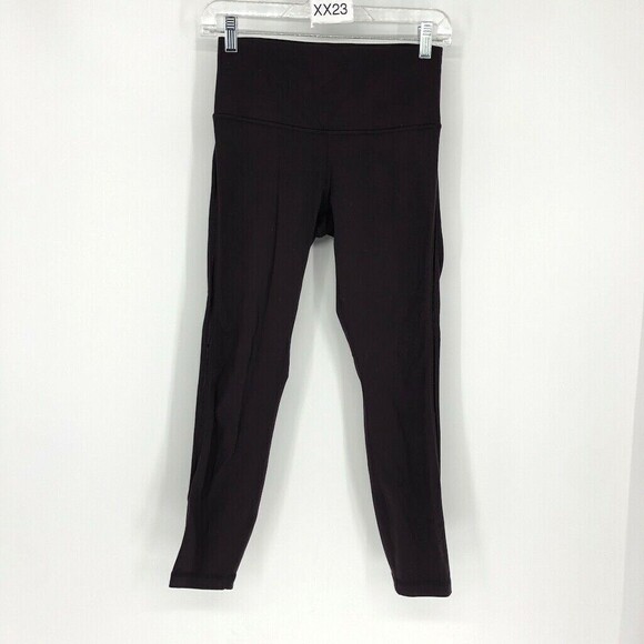 Lululemon Pants - Lululemon Women's Purple Solid Polyester Pull on Mid Rise Activewear Leggings